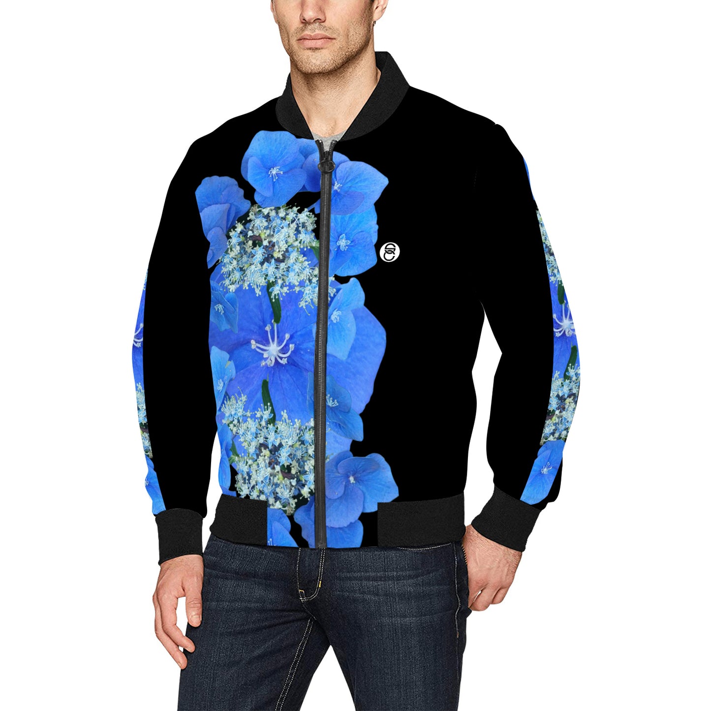 Fleurs Bleus I Bomber Jacket (unquilted)