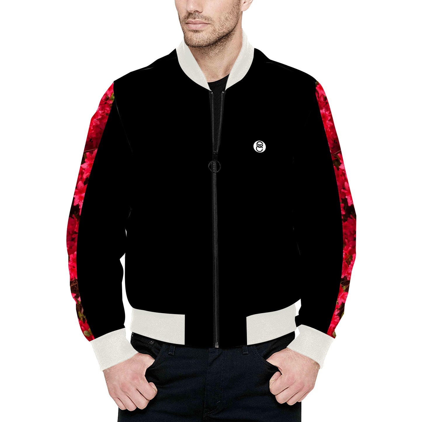 Fleurs Rouges II Bomber Jacket (Quilted)