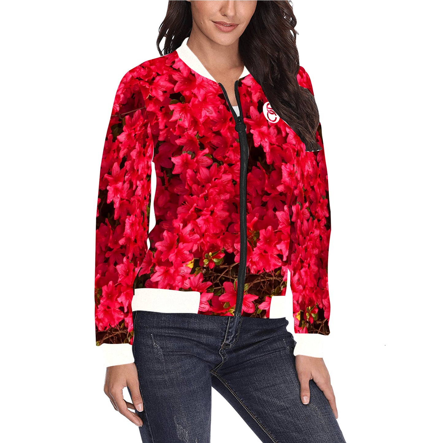 Fleurs Rouges Bomber Jacket (Women's)