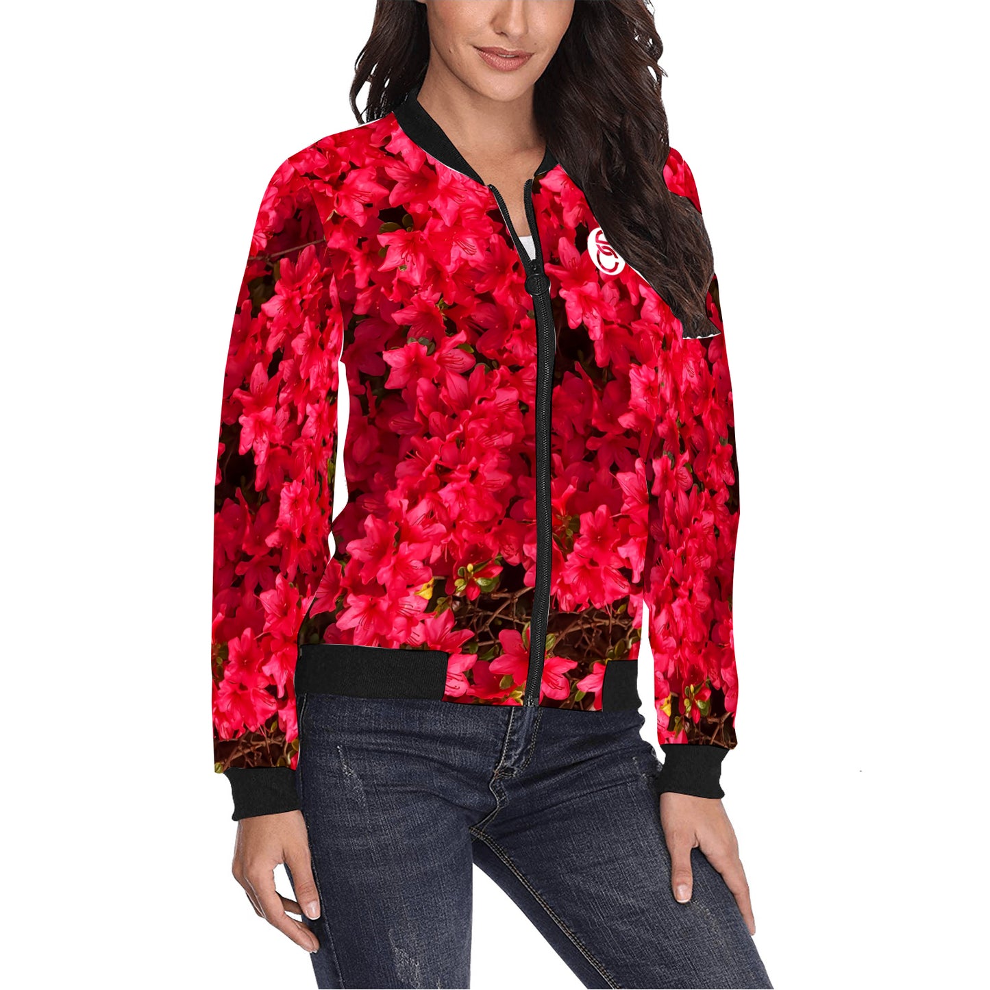 Fleurs Rouges Bomber Jacket (Women's)