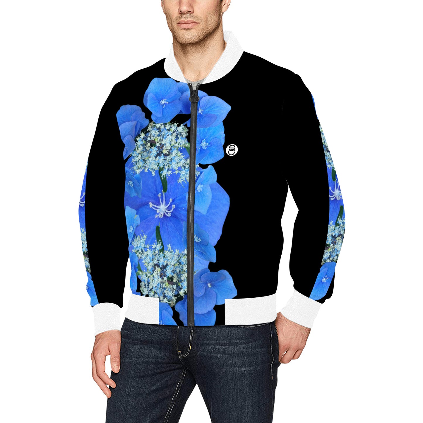 Fleurs Bleus I Bomber Jacket (unquilted)