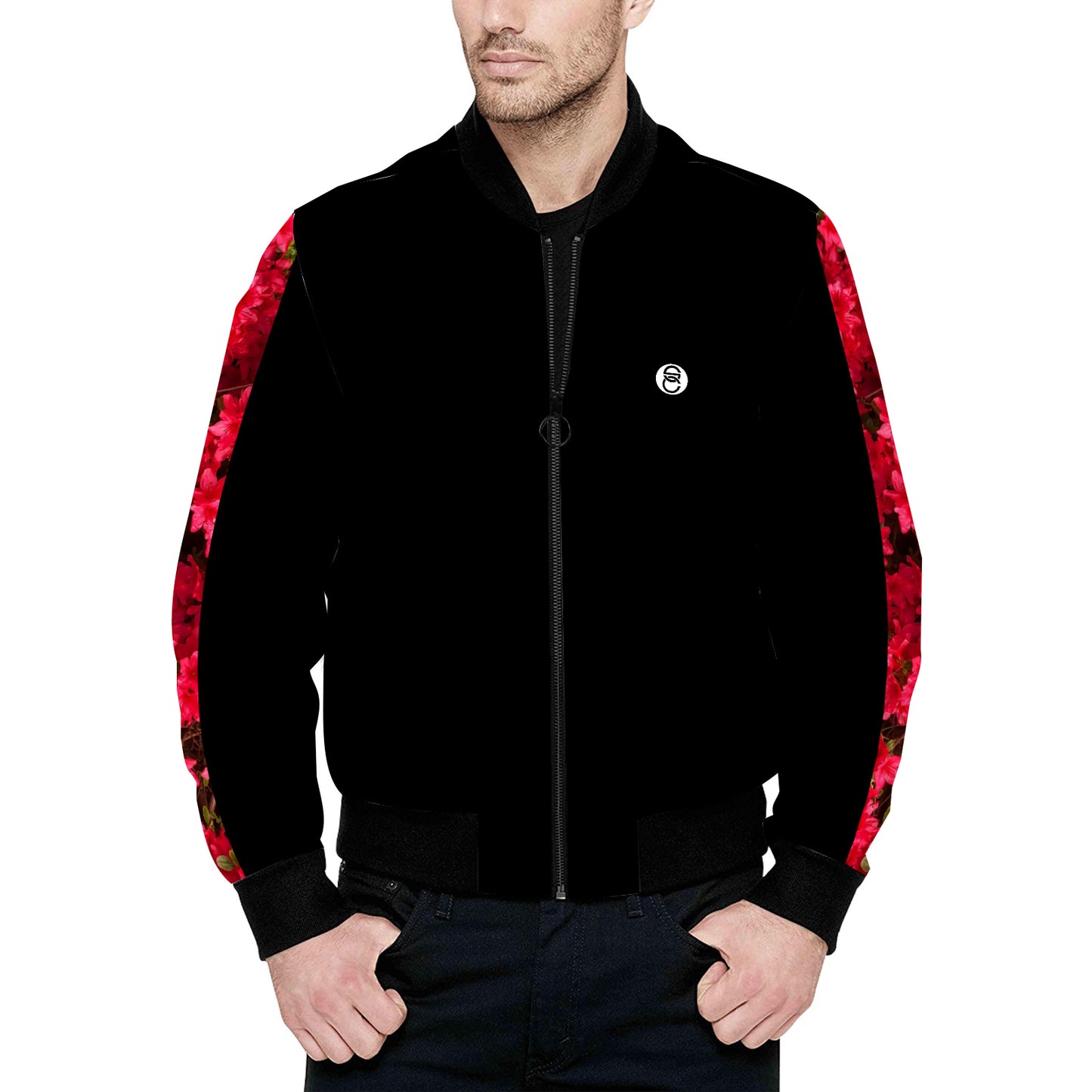Fleurs Rouges II Bomber Jacket (Quilted)