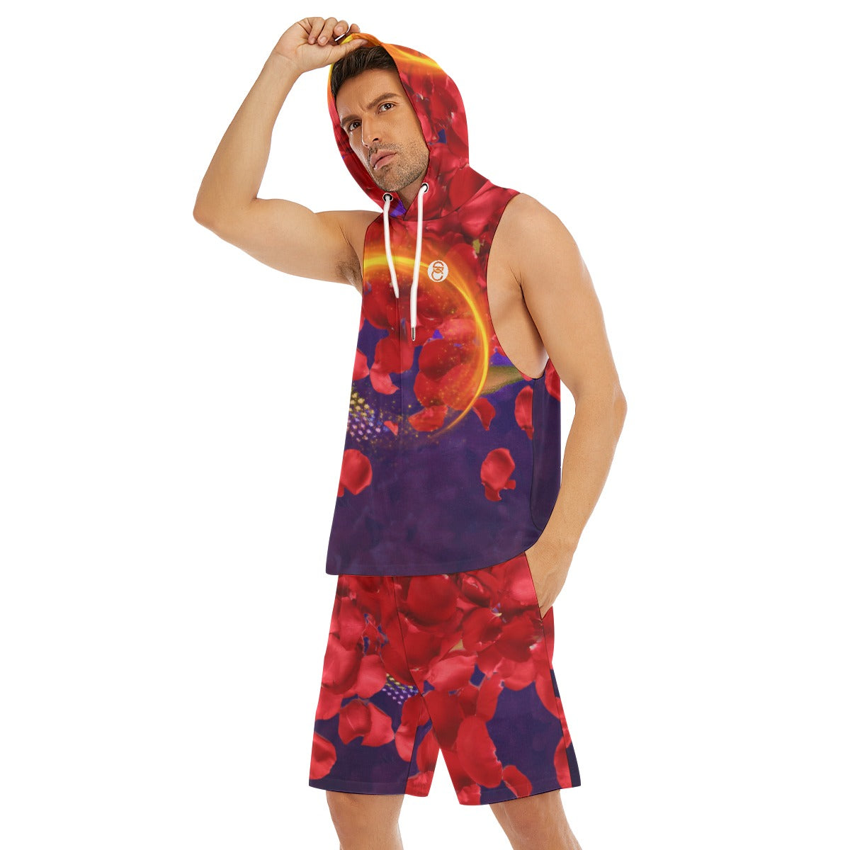 Hero Petals Sleevless Hoodie & Shorts Set